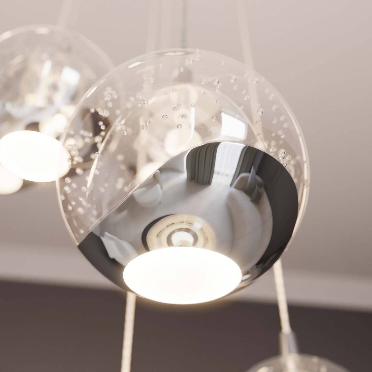 Suspension en verre designLED, Hayley clair, chrome, LUCANDE