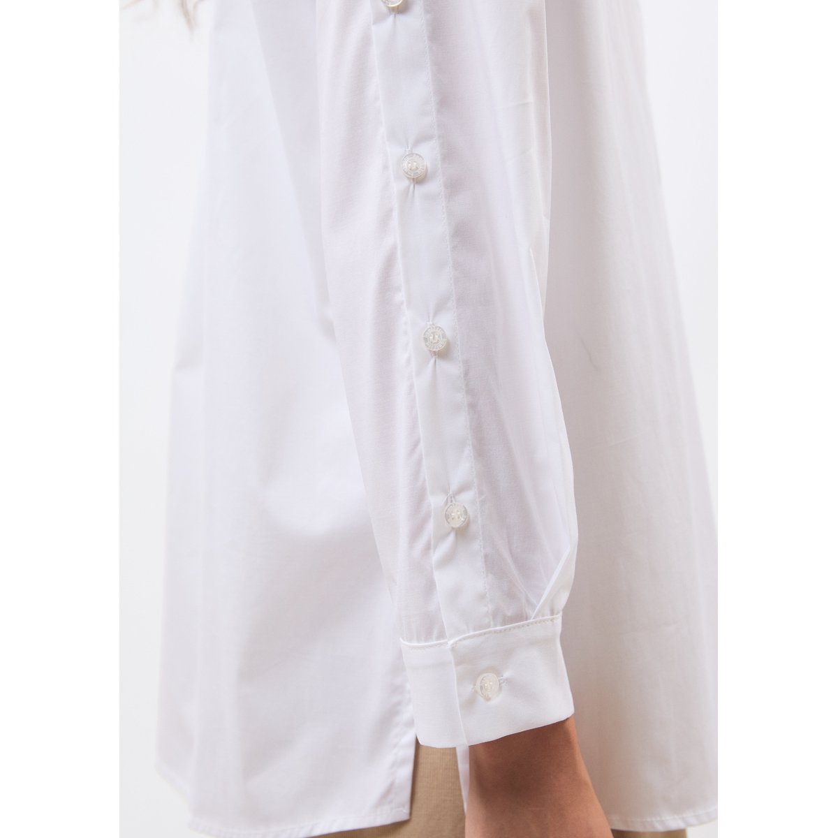 Chemise manches longues en popeline de coton blanc, HUMILITY