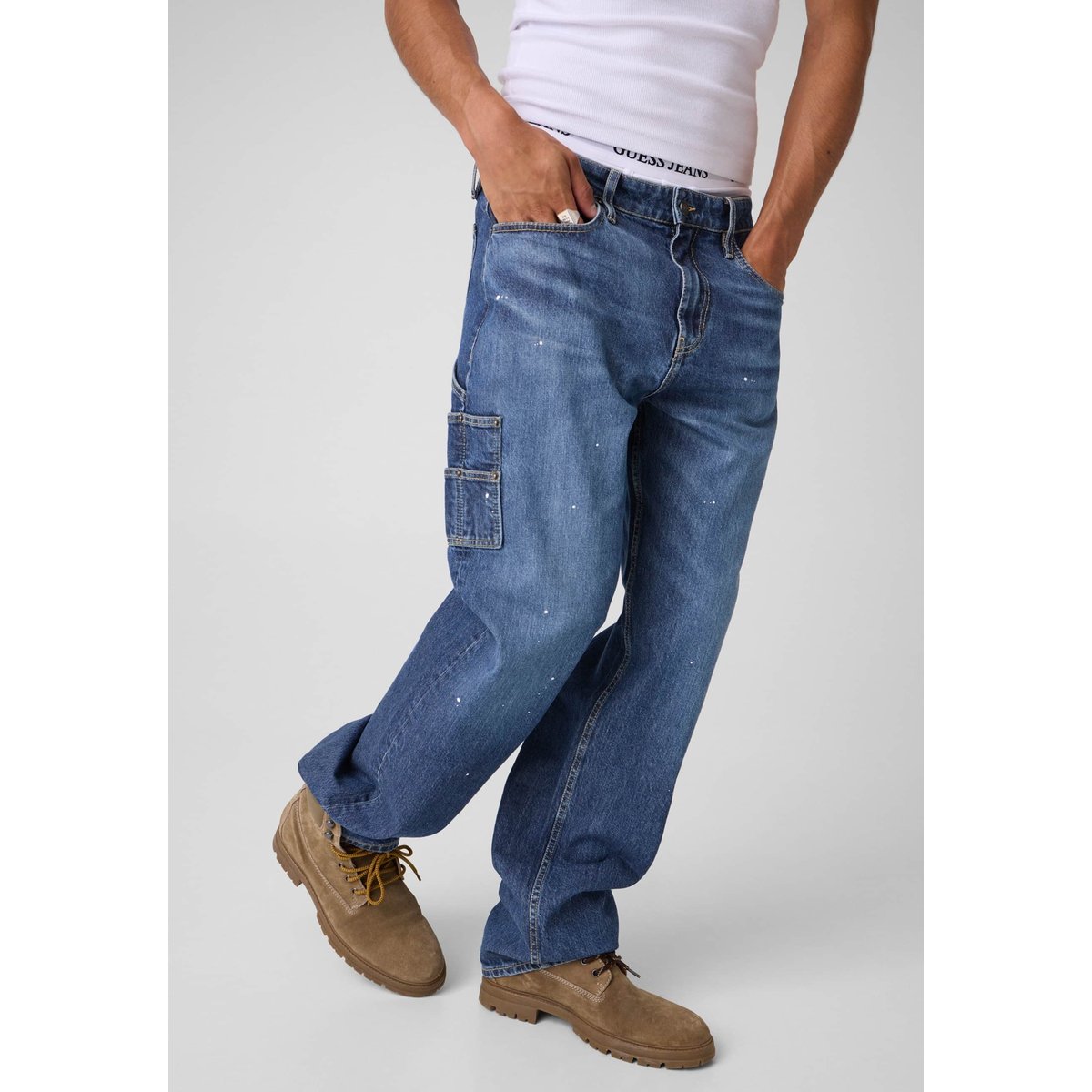 Gj X Minions Jeans De Charpentier bleu, GUESS JEANS