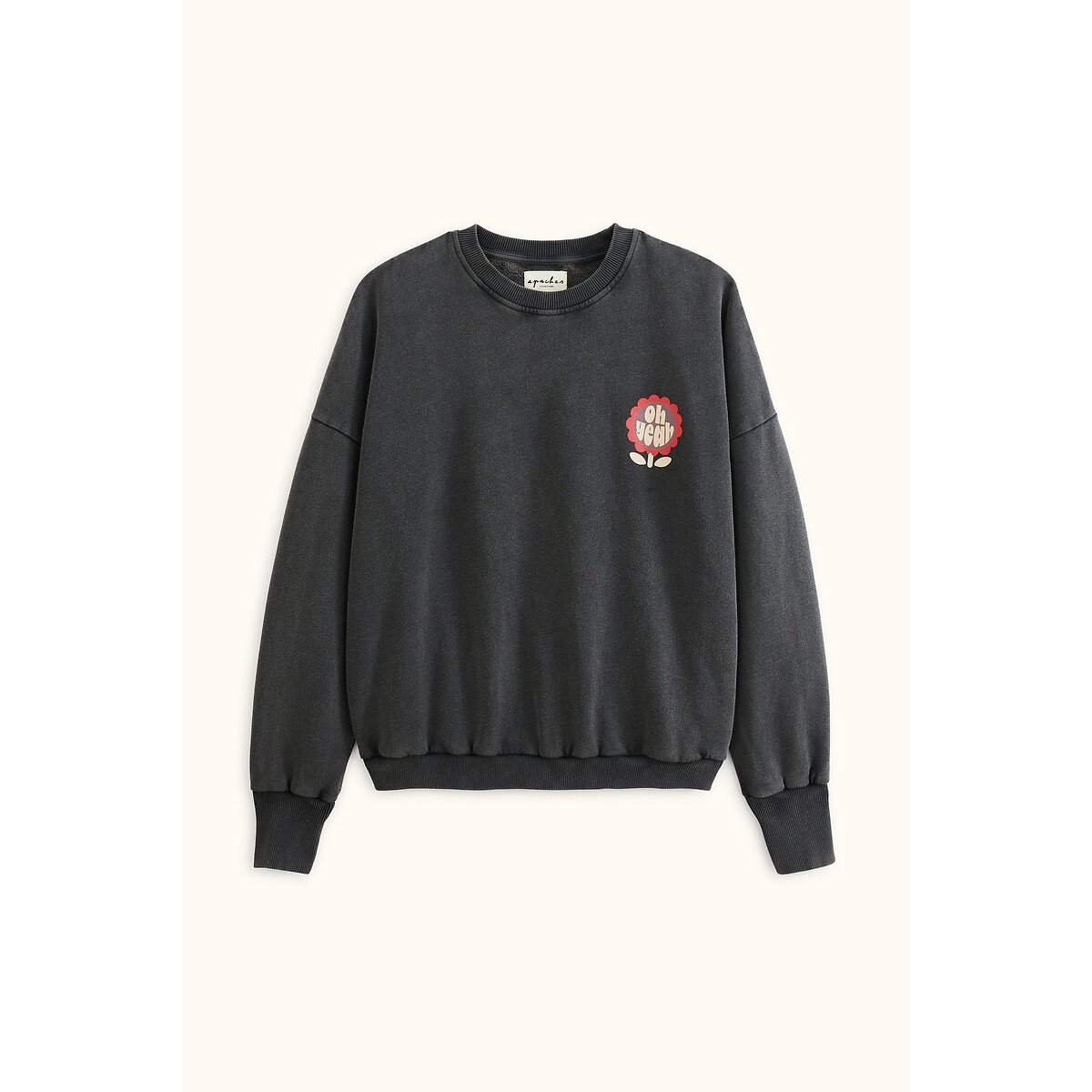 Sweat col rond ample, RIYA gris foncé, APACHES COLLECTIONS
