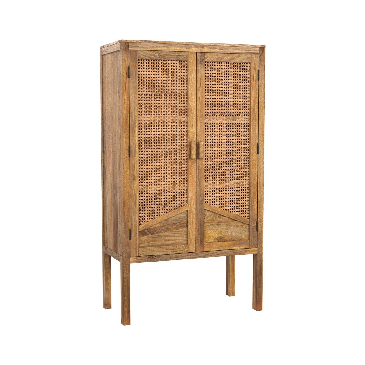 Armoire en bois de manguier et cannage 2 portes - TIKI bois clair, MAISON PAVANE