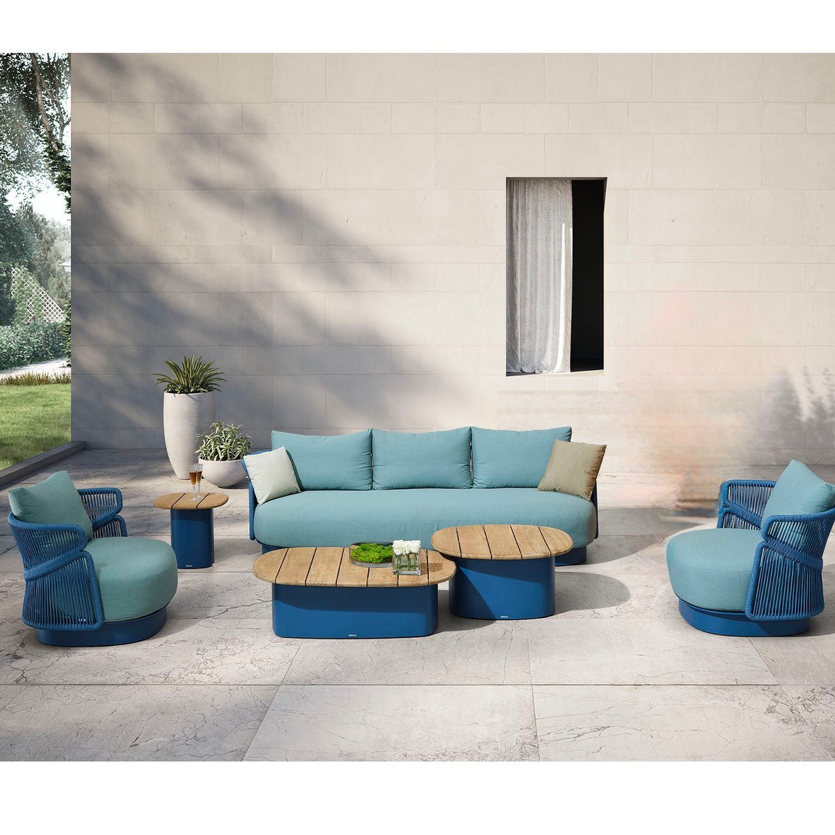 Salon de jardin en aluminium, LASKA bleu canard, AU JARDIN DE CHLOÉ