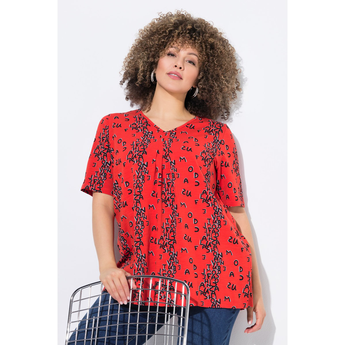 T-shirt coupe évasée rouge, ULLA POPKEN
