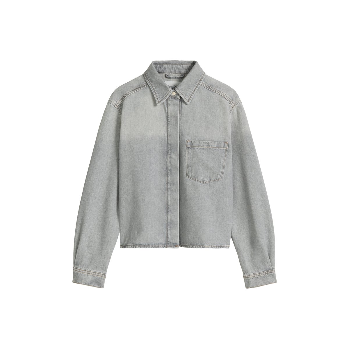 Chemise en jean relaxed en denim rigide gris clair, MARC O’POLO DENIM