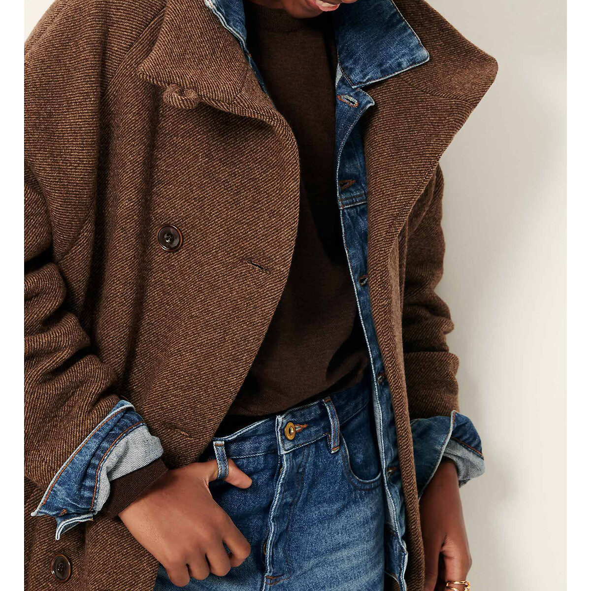Floral Blvd Mid-Length Coat in Wool Blend brown, SESSUN