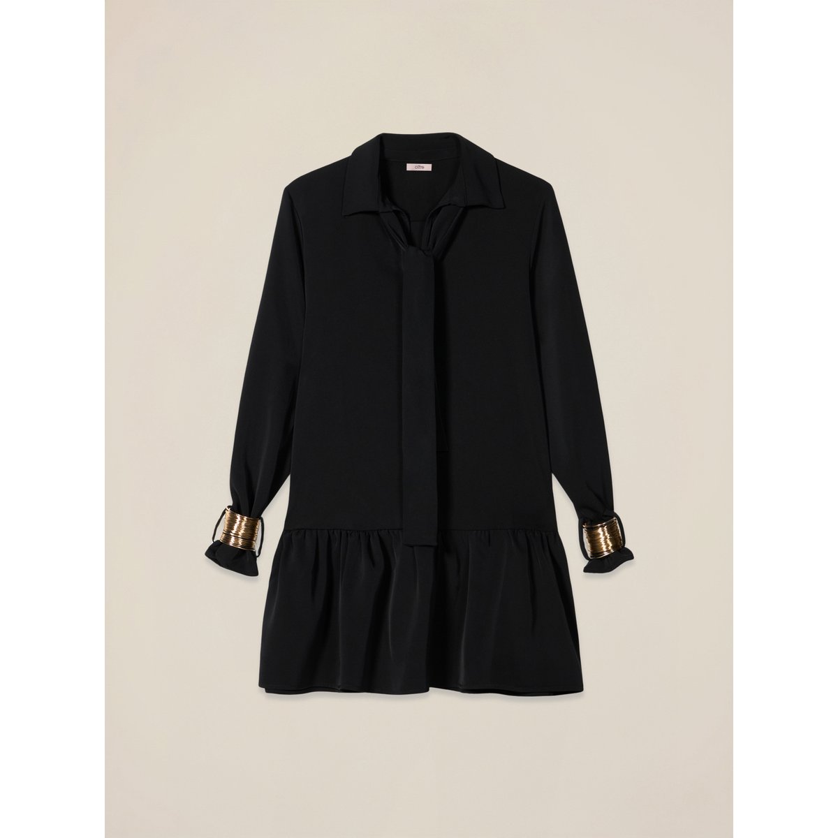 Robe évasée avec bracelets dorés noir, OLTRE