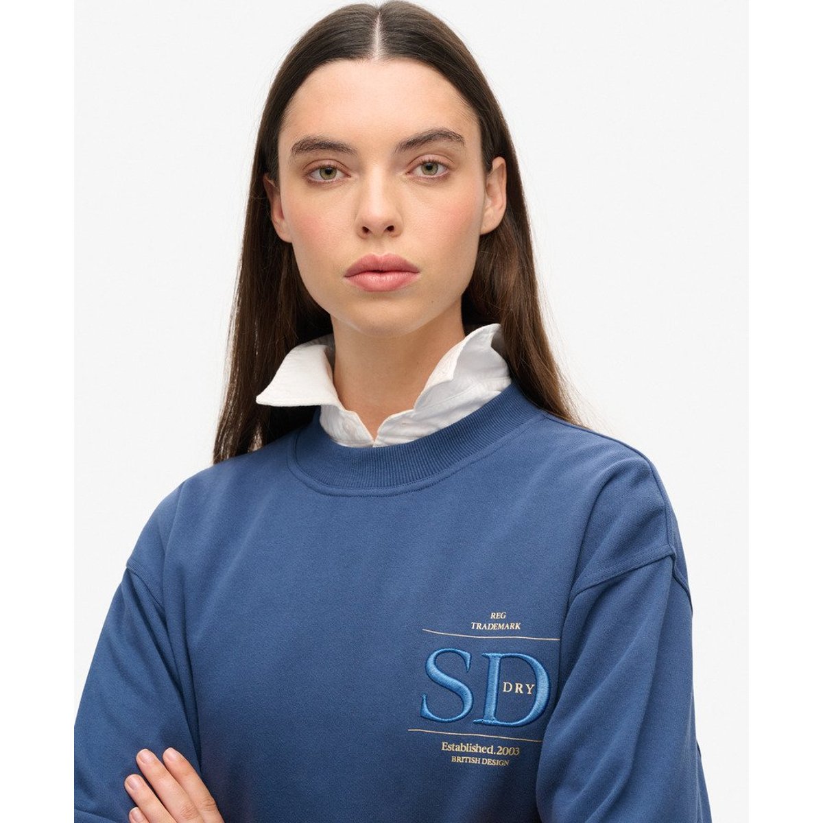 Sweat ample métallisé Luxe bleu sargasses, SUPERDRY