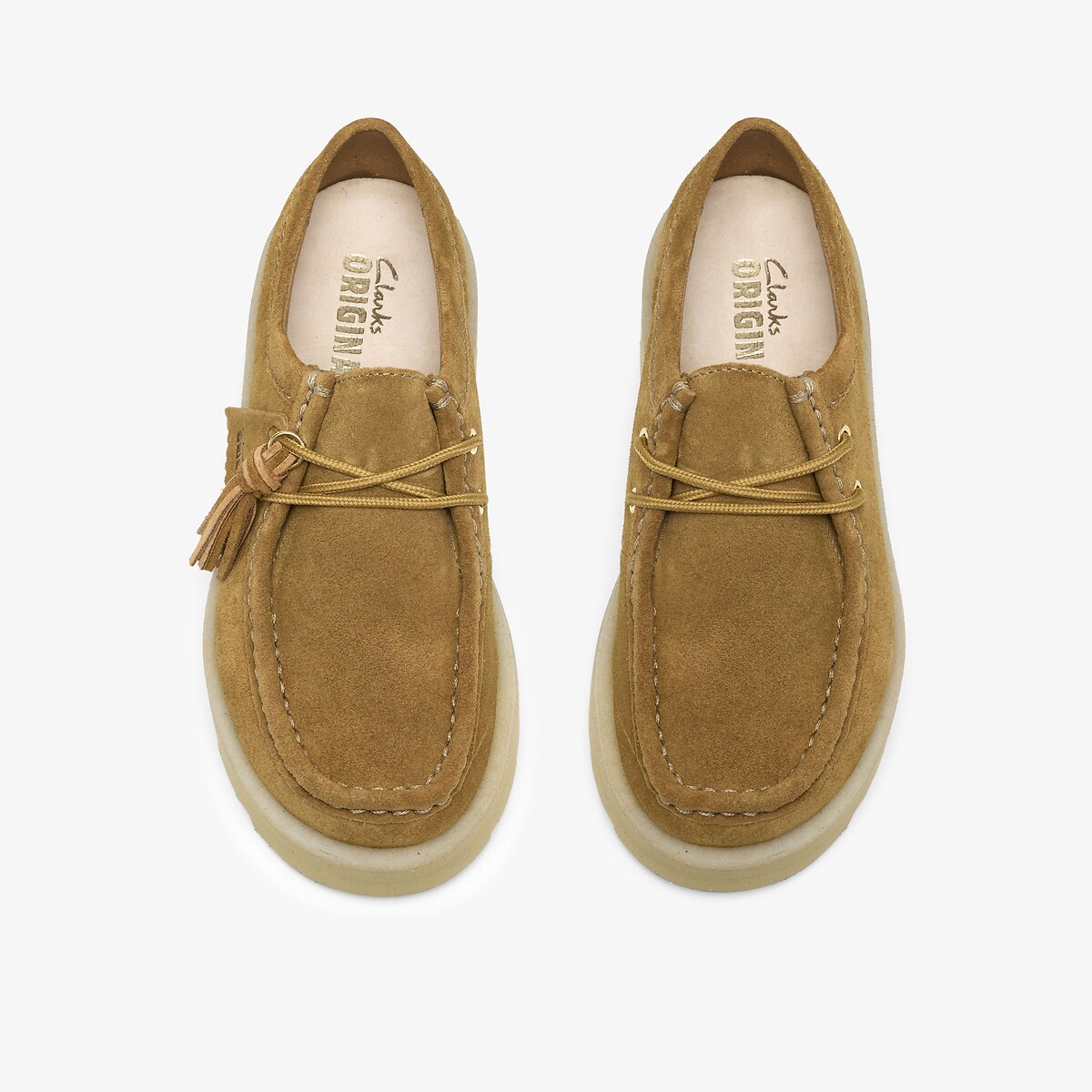 Scarpe in pelle scamosciata, suola con zeppa, MEARE WALLA marrone, CLARKS