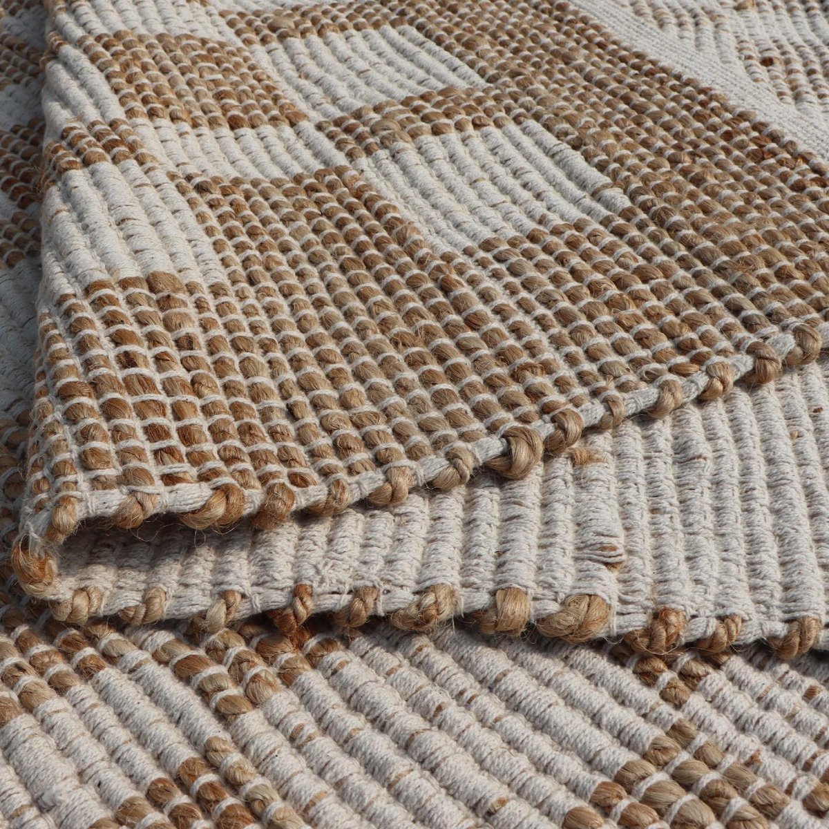 Tapis en jute, CHECKS beige, INSPIRE