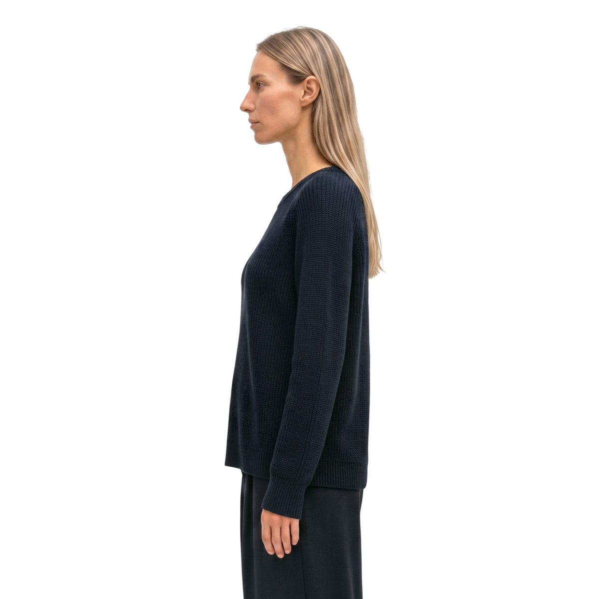 Pull à col rond loose en coton biologique lourd blaubleu, MARC O'POLO