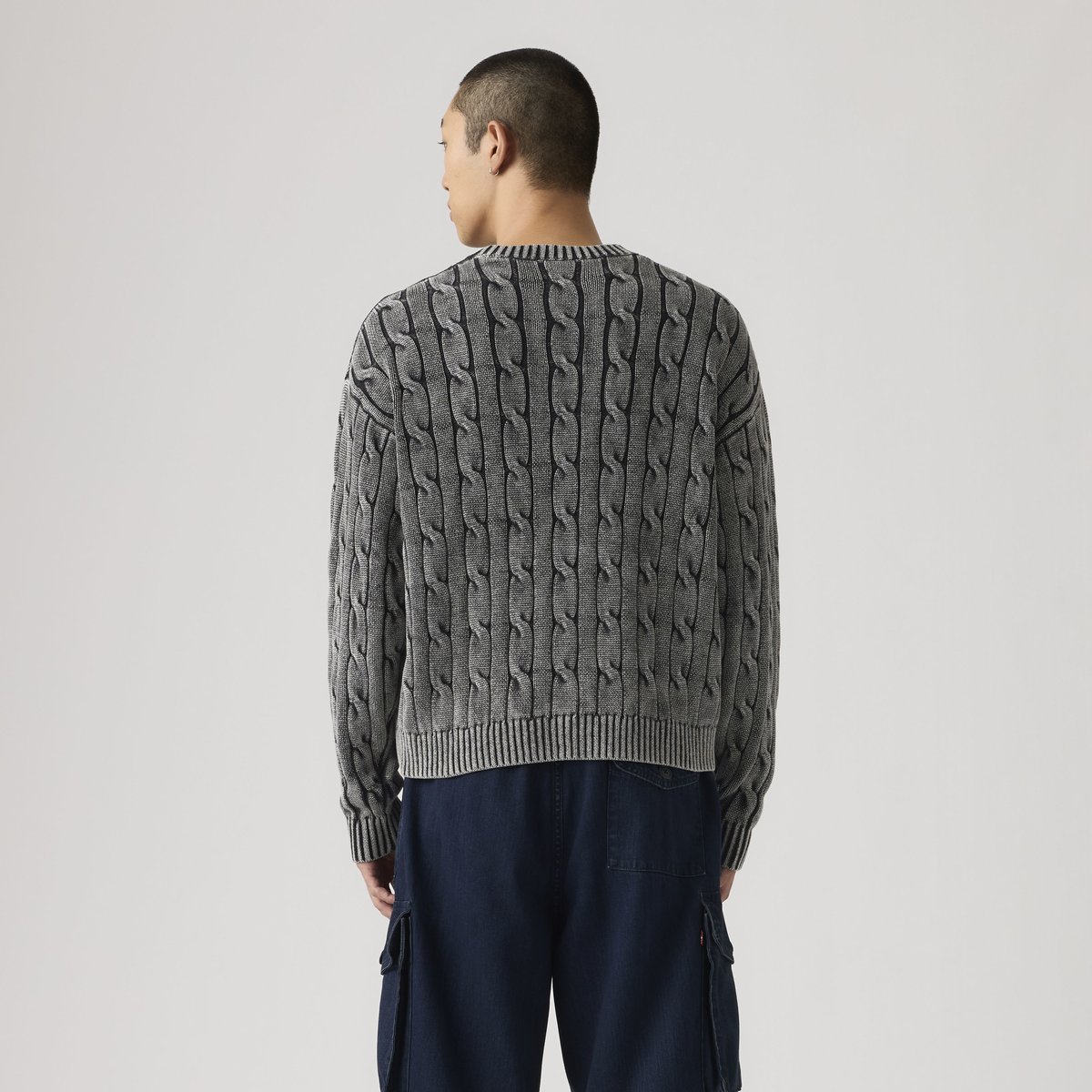 Pull col rond torsadé Carmel noir - cable rib 5gg phantom gd, LEVI'S