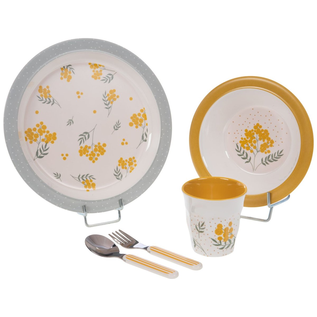 Coffret repas Mimosa (5 pièces) jaune, vert, AMADEUS LES PETITS
