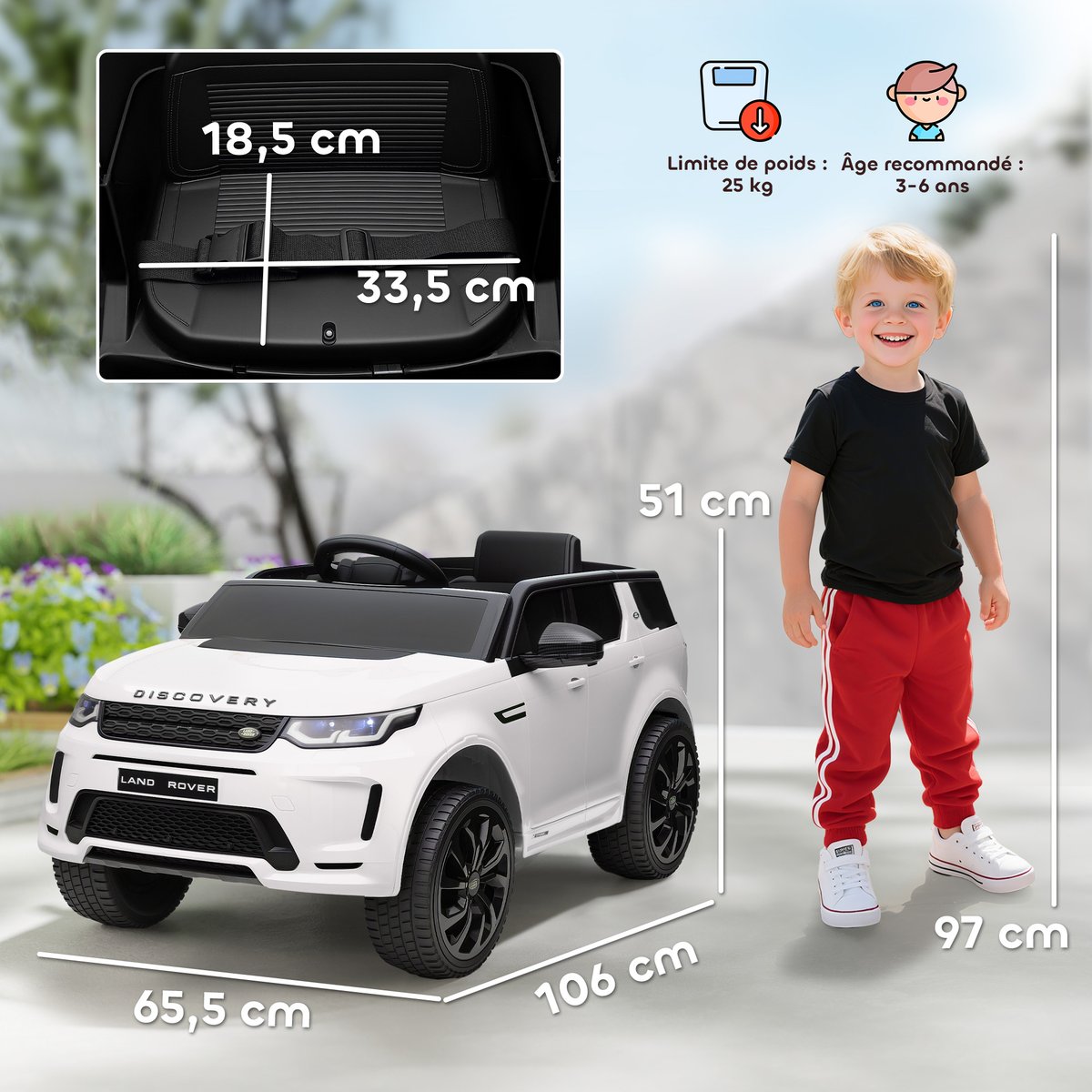 SUV électrique pour enfants PP Blanc blanc, AIYAPLAY