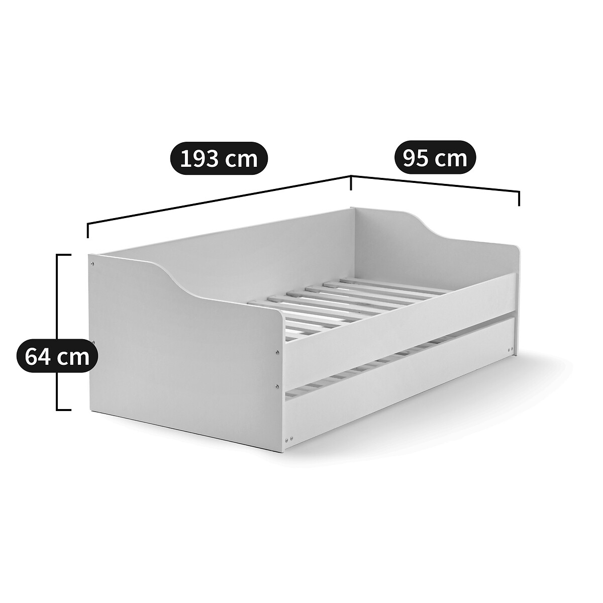 Lit banquette gigogne avec sommiers, Arrie blanc, SO'HOME