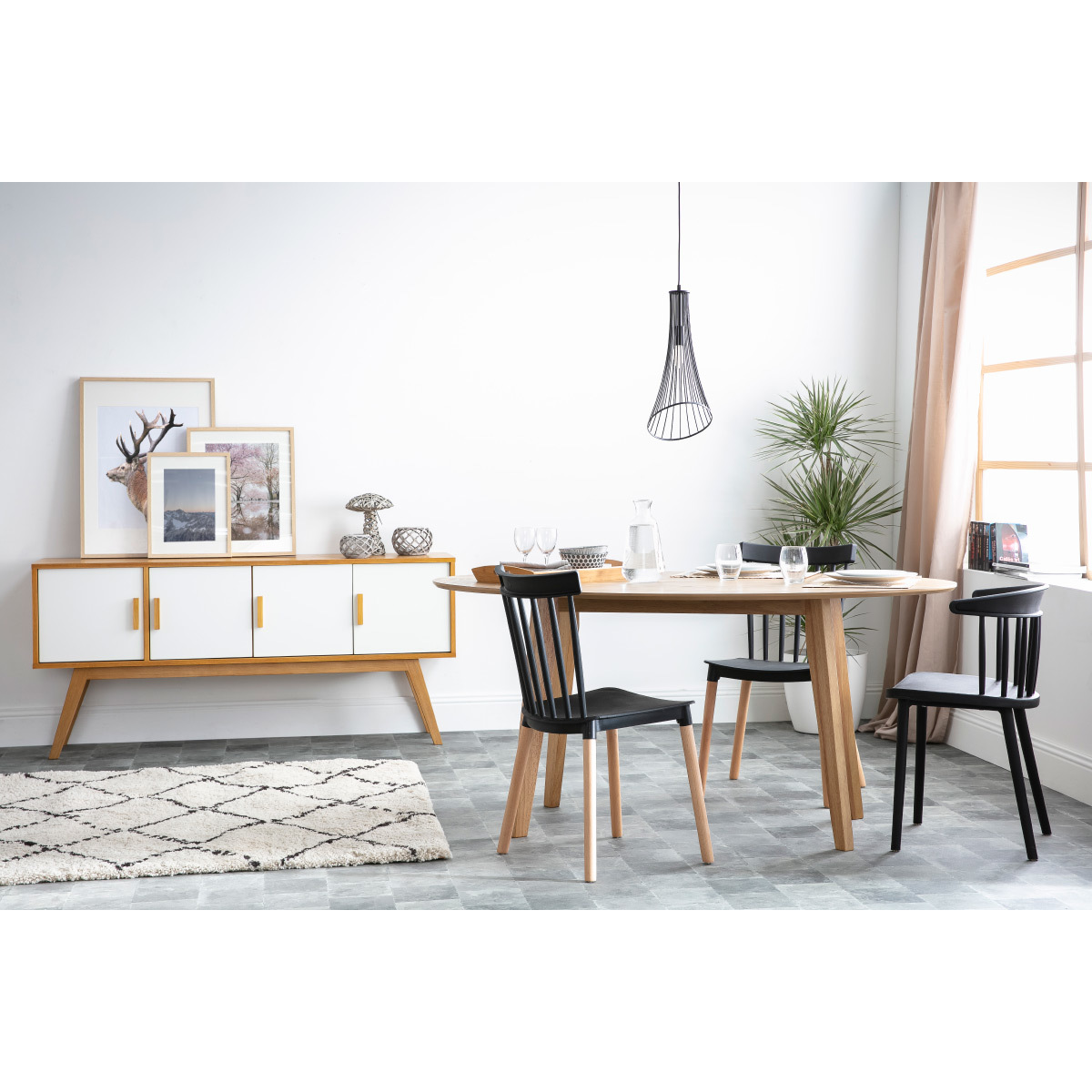 Table à manger scandinave ovale L160 cm MARIK noyer, MILIBOO