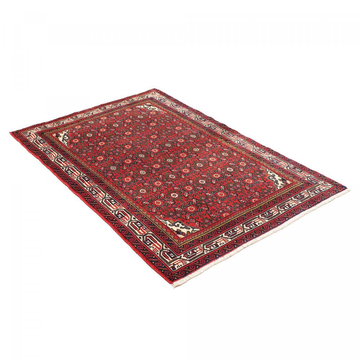 Tapis d'orient au motif oriental, noué main en laine, HAMADAN 43 rouge, bleu, crème, UN AMOUR DE TAPIS