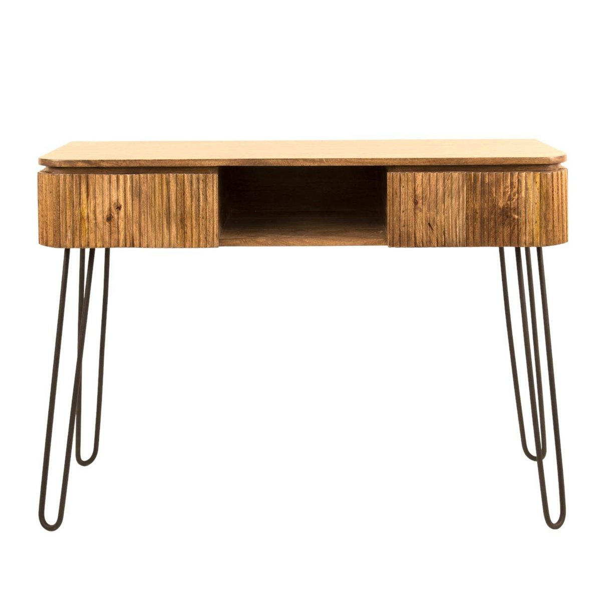 Console de chambre en bois de manguier motif baguette 2 tiroirs DELHI bois naturel, PIER IMPORT