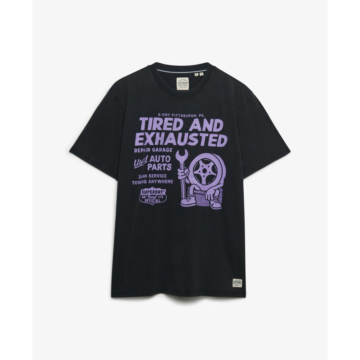 T-shirt ample Local Business noir de jais, SUPERDRY