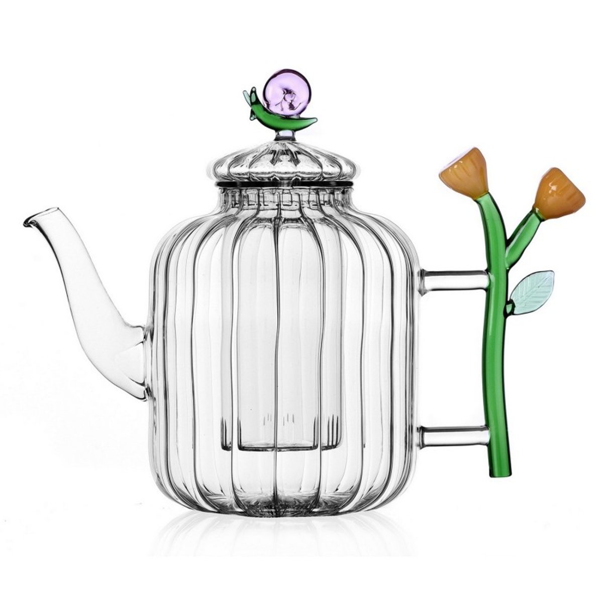 Théière verre escargot fleur BOTANICA multicolore, ICHENDORF