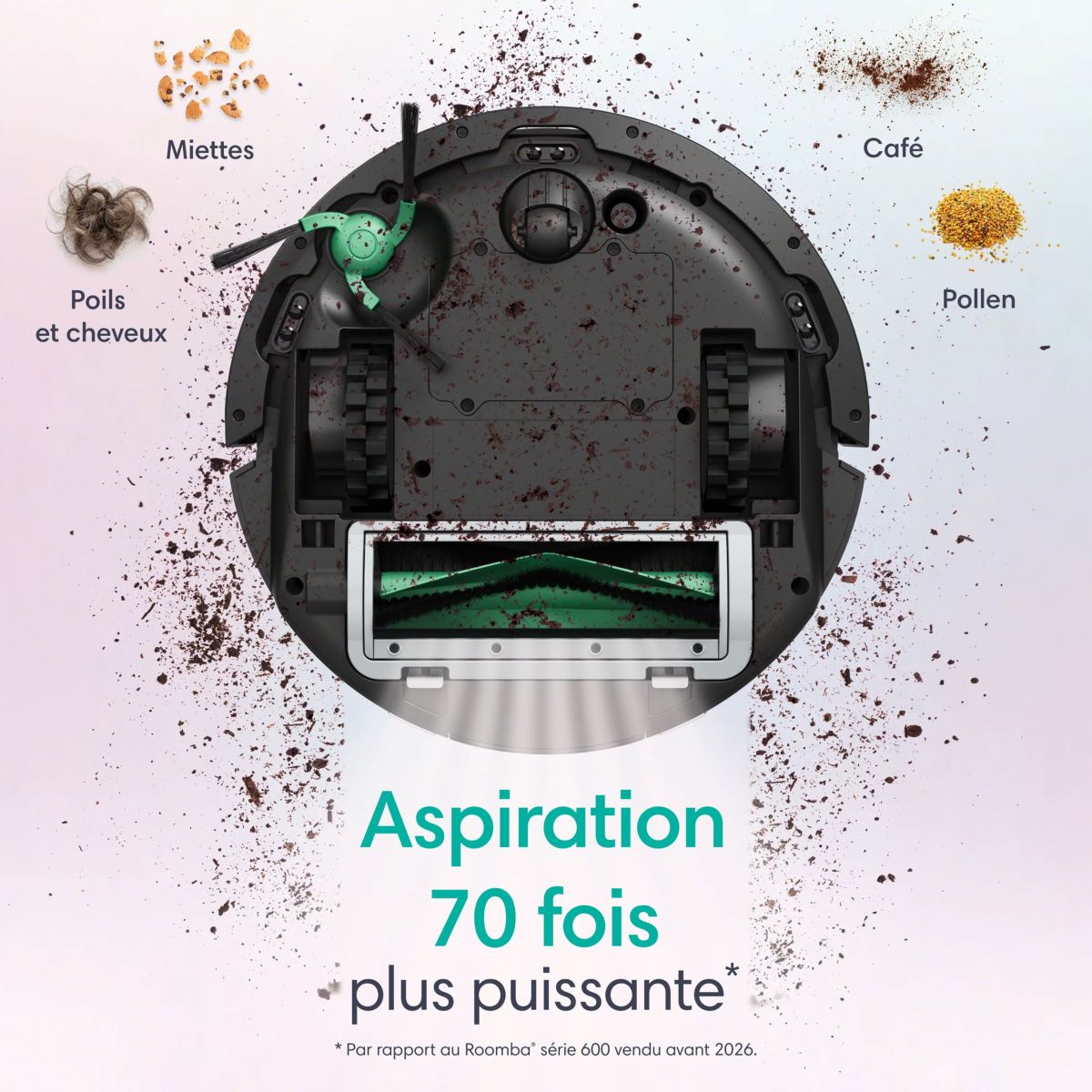 Robot Aspirateur Laveur Roomba Mini Noir F155040 couleur unique, I ROBOT