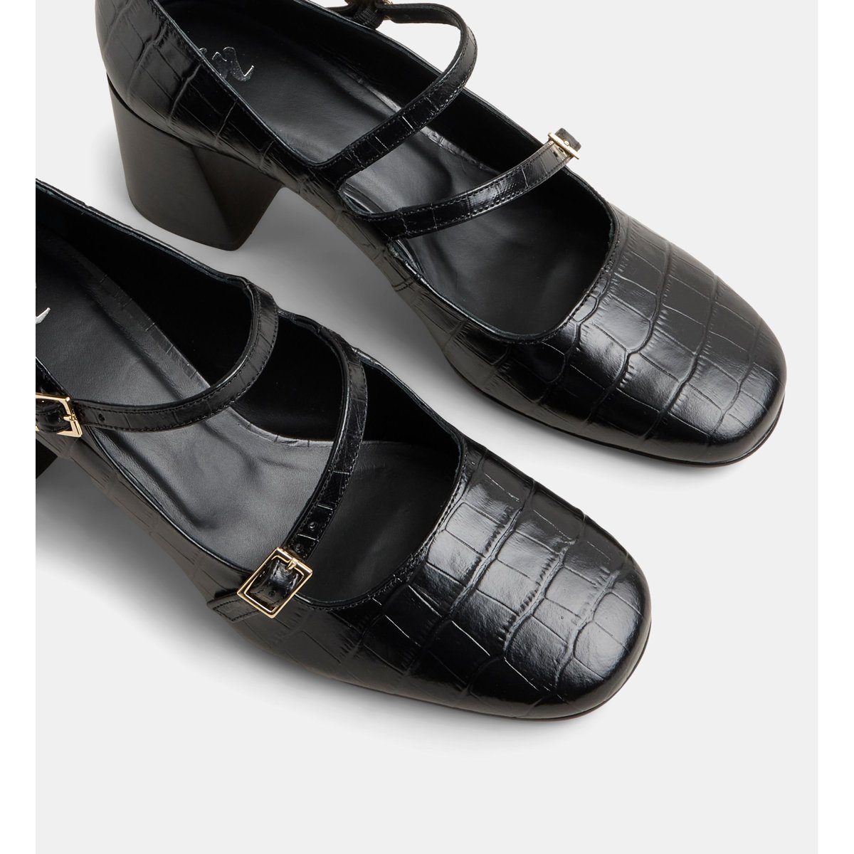 Babies claudine cuir façon croco noir, GALERIES LAFAYETTE