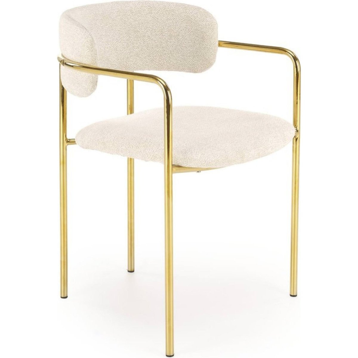 Chaise rembourrée au piètement métal AUBROW crème et doré, RECOLLECTION