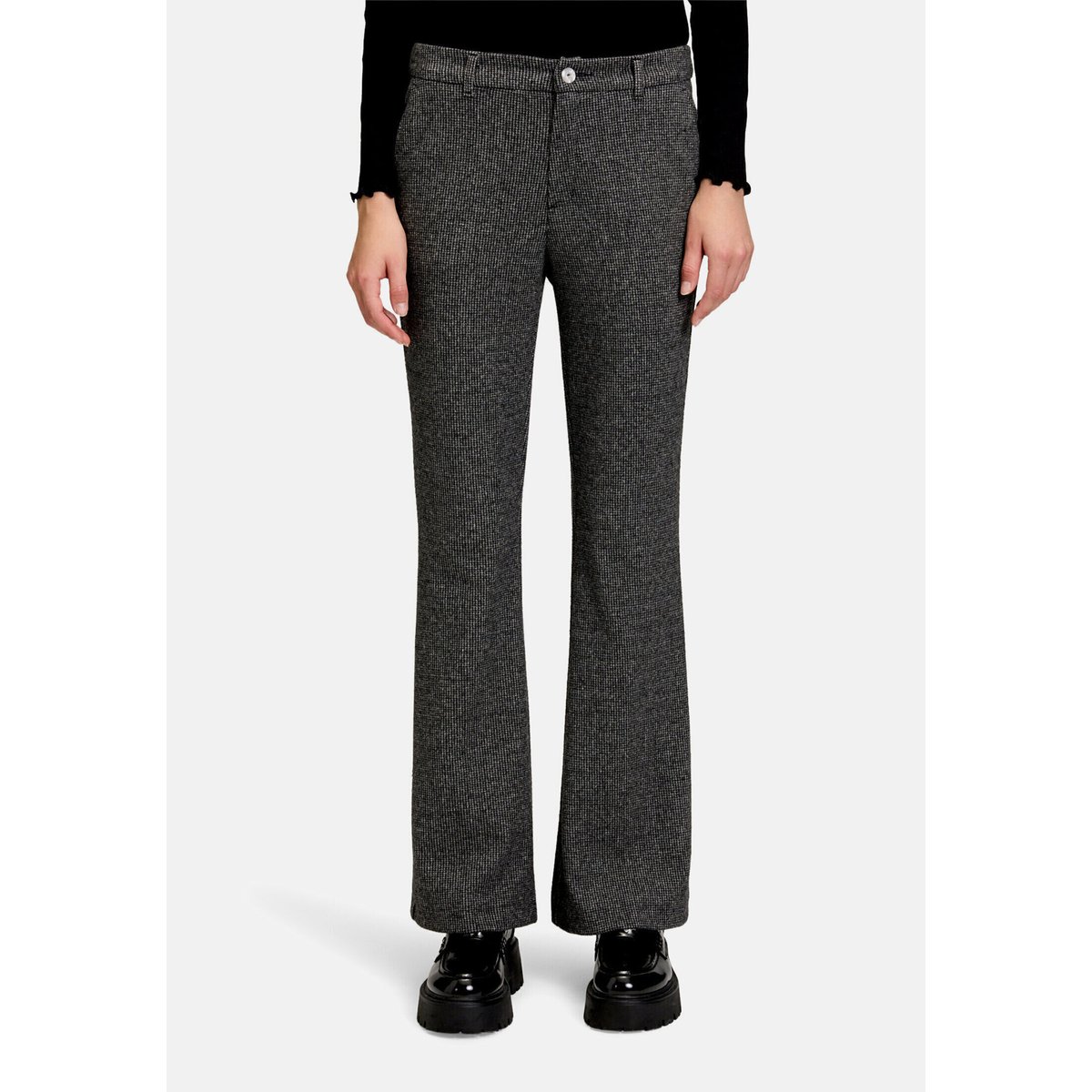 Pantalon en toile à plis repassés noir/gris, CARTOON