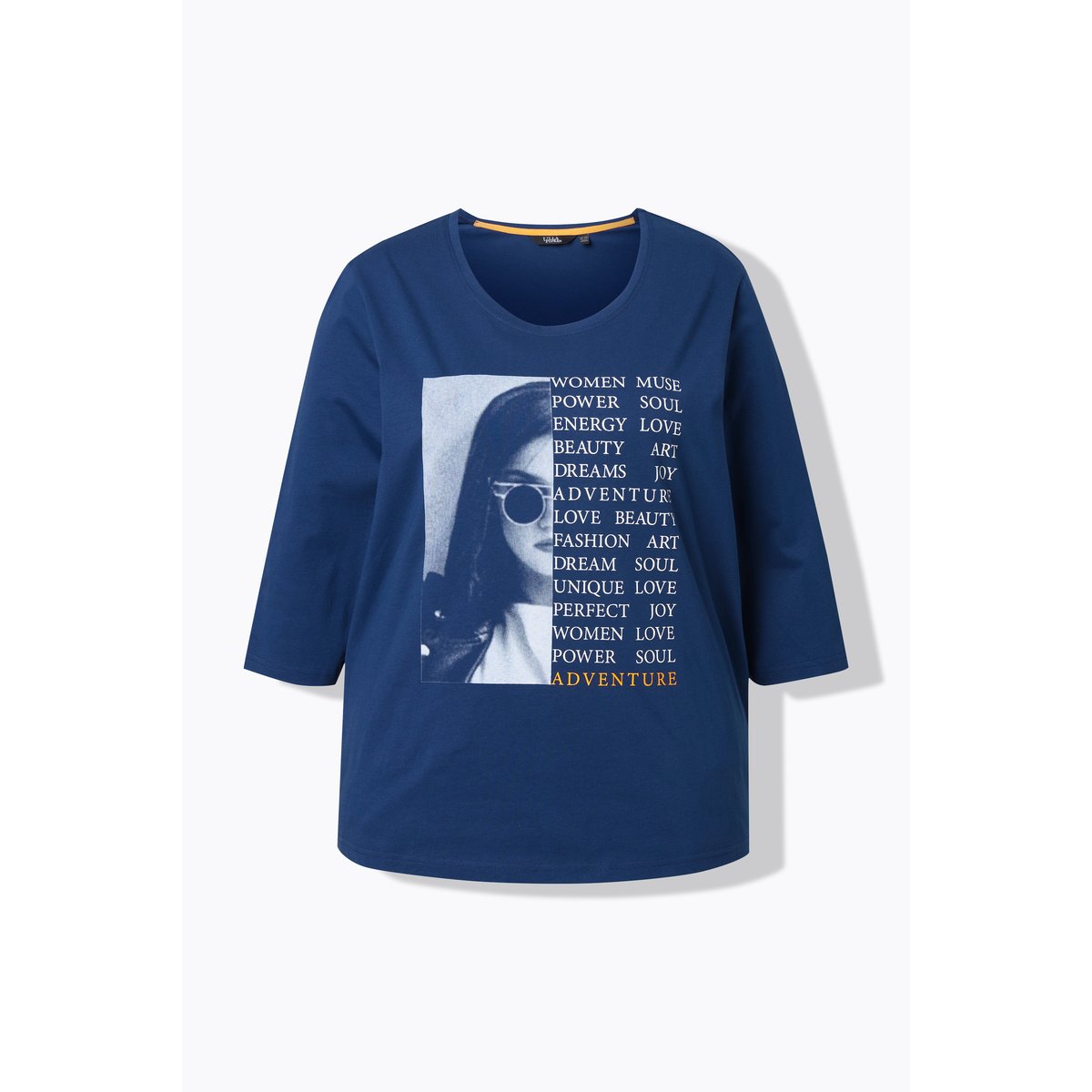 T-shirt avec imprimé photo/message bleu foncé, ULLA POPKEN