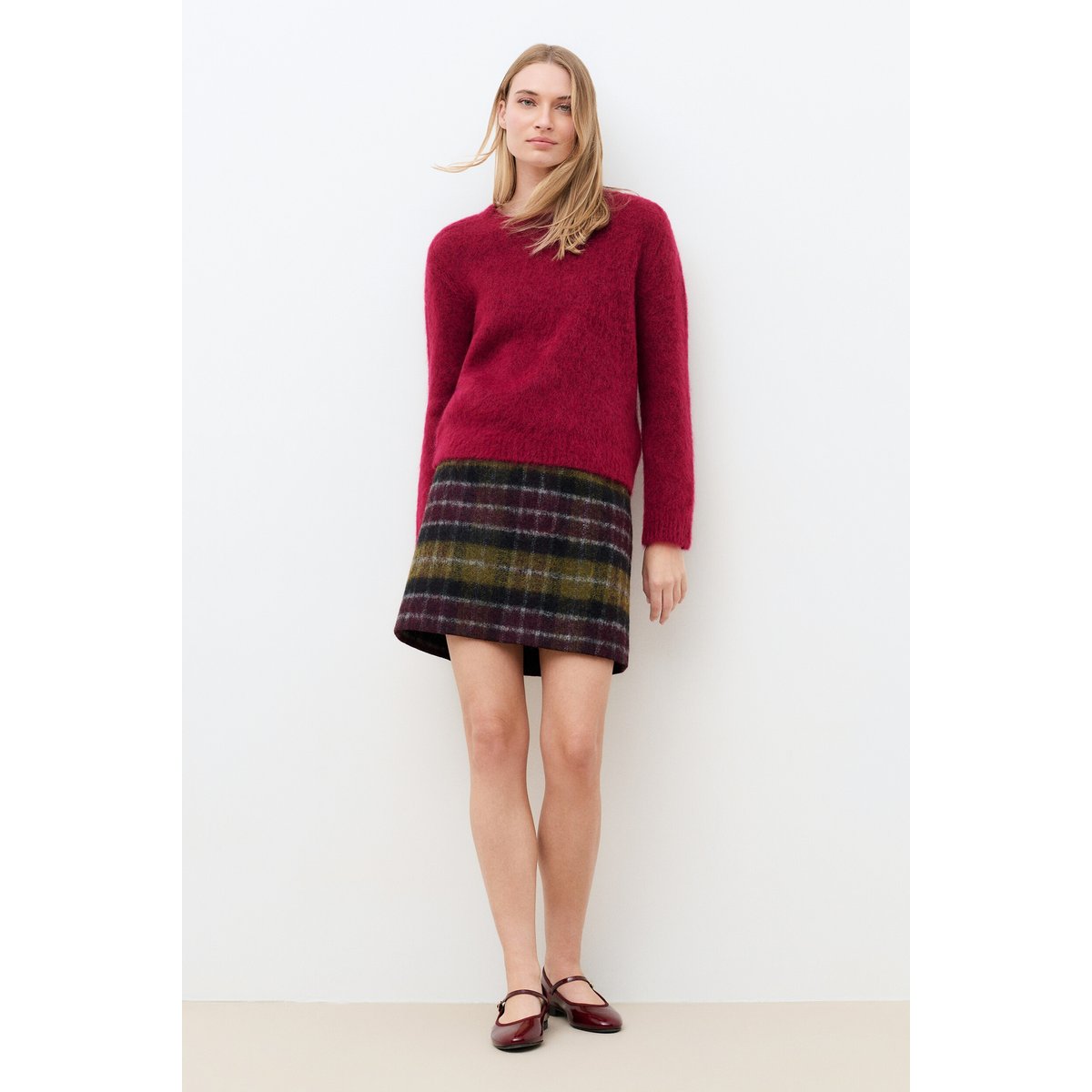 Pull droit col rond alpaga MTAYLOR bordeaux, CAROLL