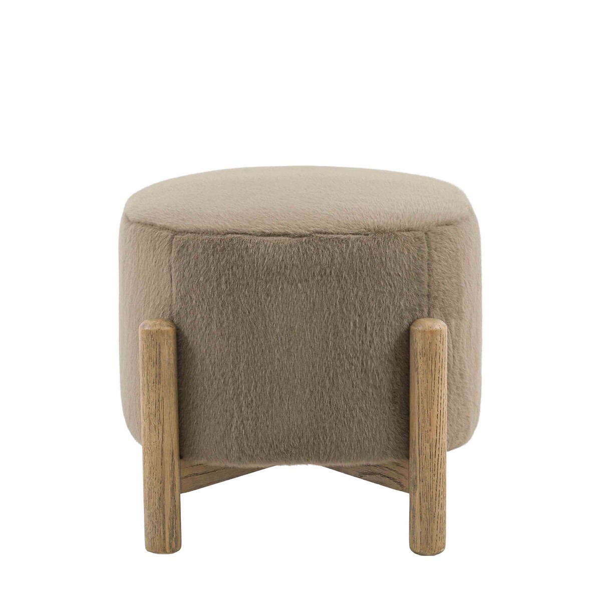 Tristan Faux Fur Footstool khaki, ÉDITÉ