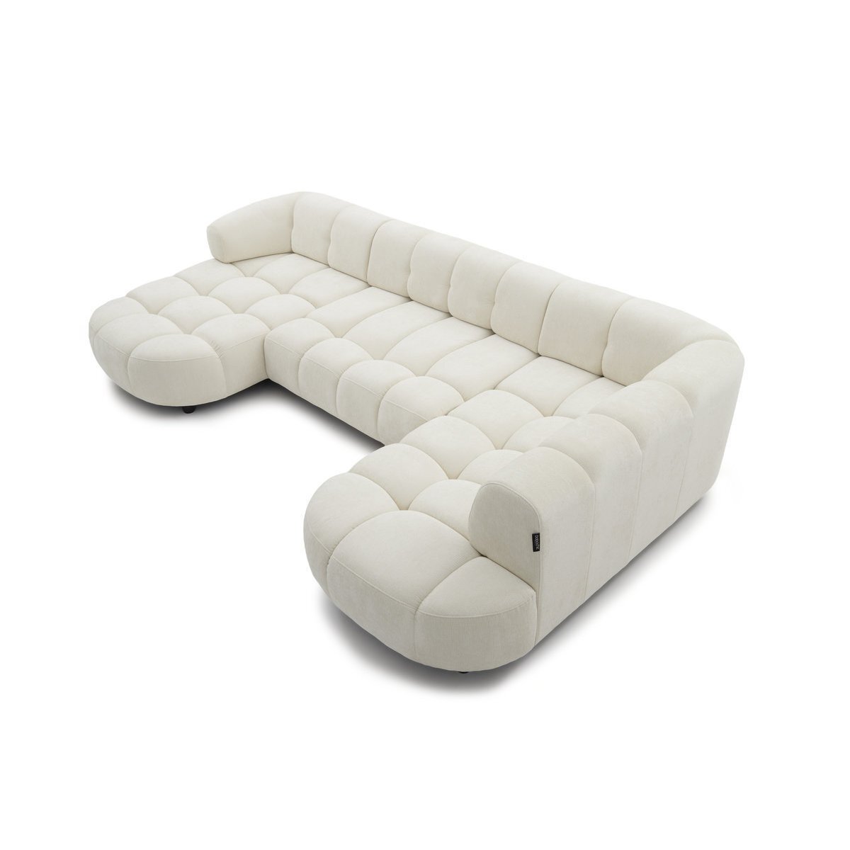 Canapé d'angle convertible places en tissu chenille, LOVELY beige, BOBOCHIC