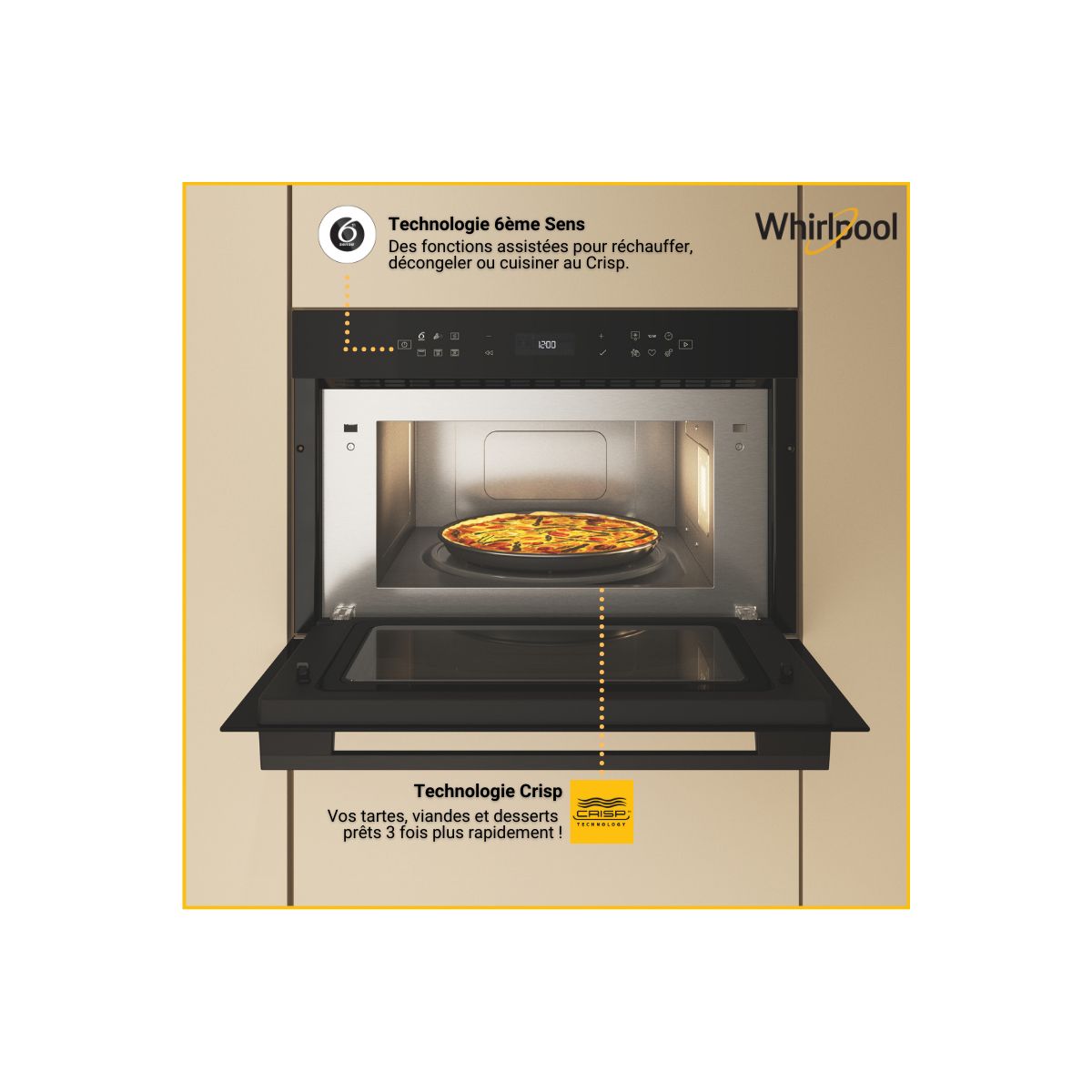 Micro ondes grill encastrable WMD7O4TBF couleur unique, WHIRLPOOL