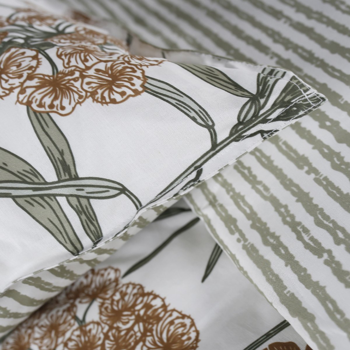 Parure de lit 2 personnes imprimé floral coton SUNSHINE ISMA blanc, TODAY