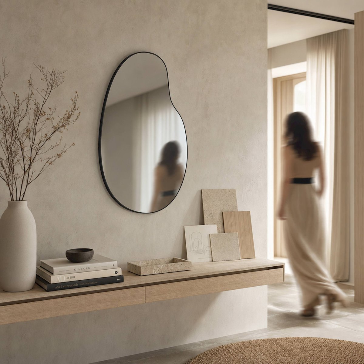Miroir organique en fer collection S.KALID noir, RECOLLECTION
