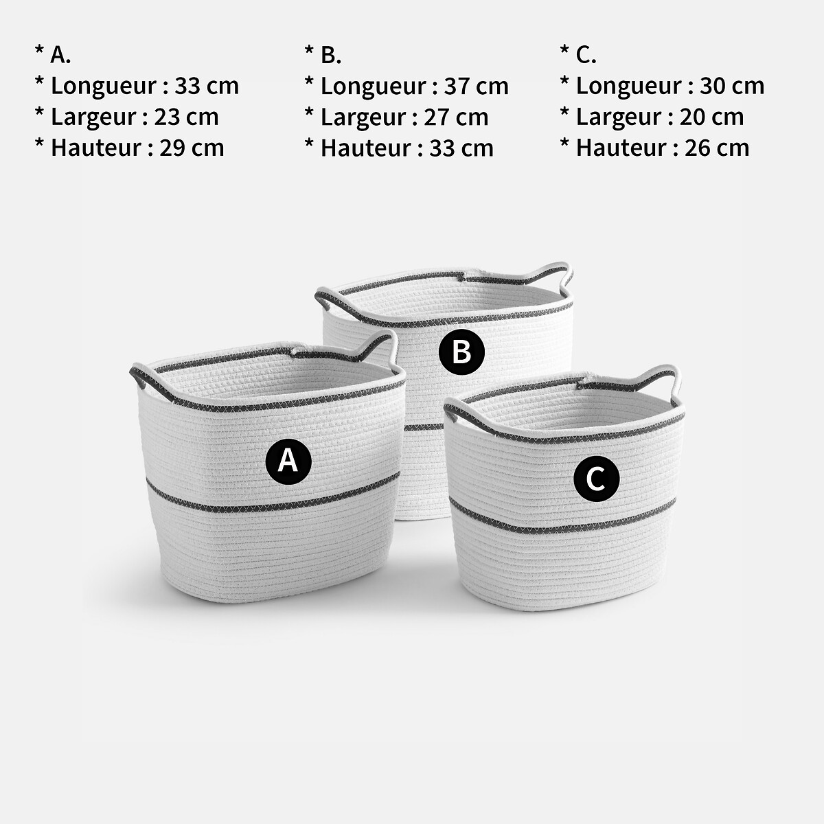 Set van 3 rechthoekige katoenen manden, Kesia ecru/groen, LA REDOUTE INTERIEURS