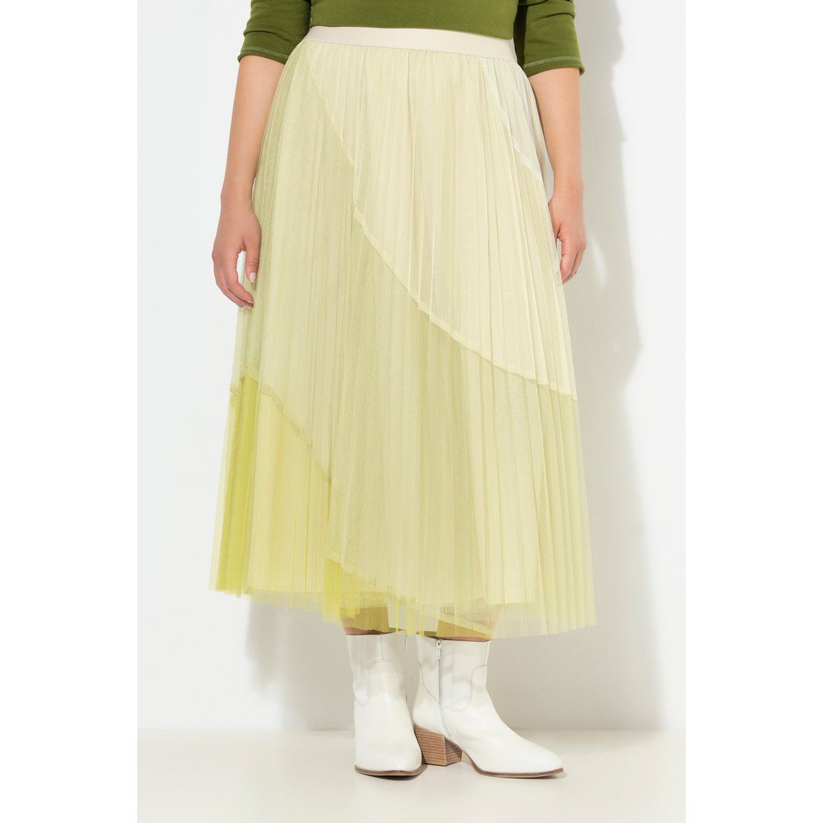 Jupe midi en tulle vert sapin, ULLA POPKEN