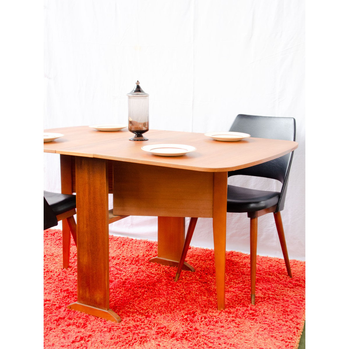 Table à manger pliante en teck Romy N°1607 - Bon état bois foncé, DEBONGOUT