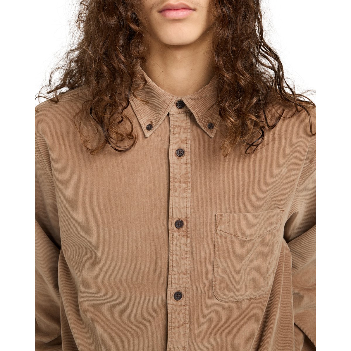 Chemise en velours côtelé BUTTON DOWN REGULAR CORDUROY gris caribou, ELEMENT