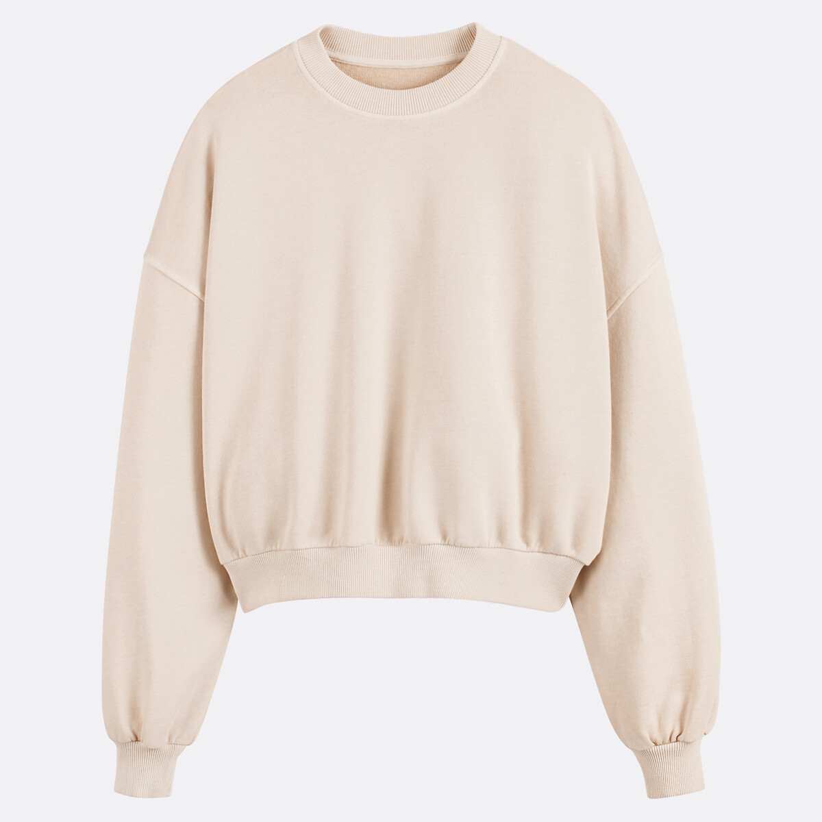 Short Loose Fit Sweatshirt with Crew Neck ivory, LA REDOUTE COLLECTIONS