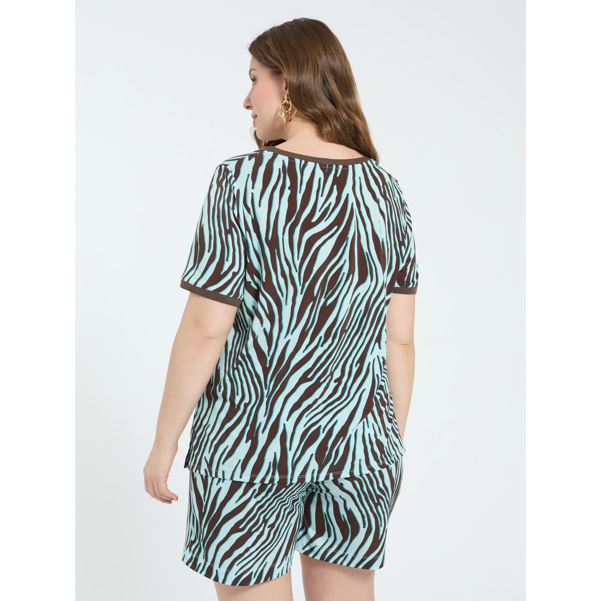 T-shirt imprimé zébré marron, FIORELLA RUBINO