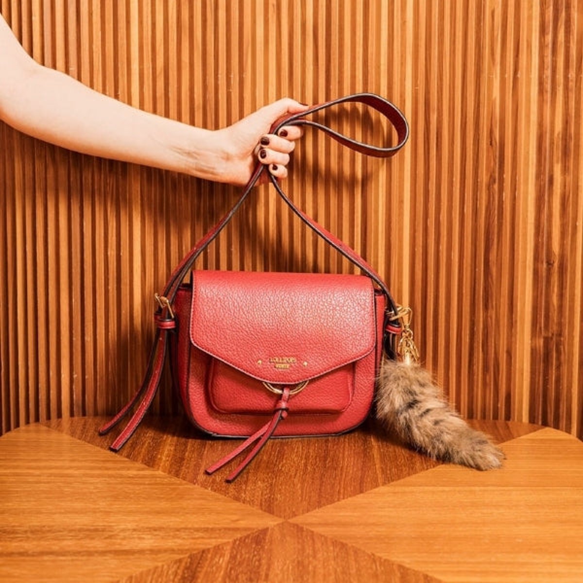 Sac porté épaule  Tatjana doré,rouge, LOLLIPOPS