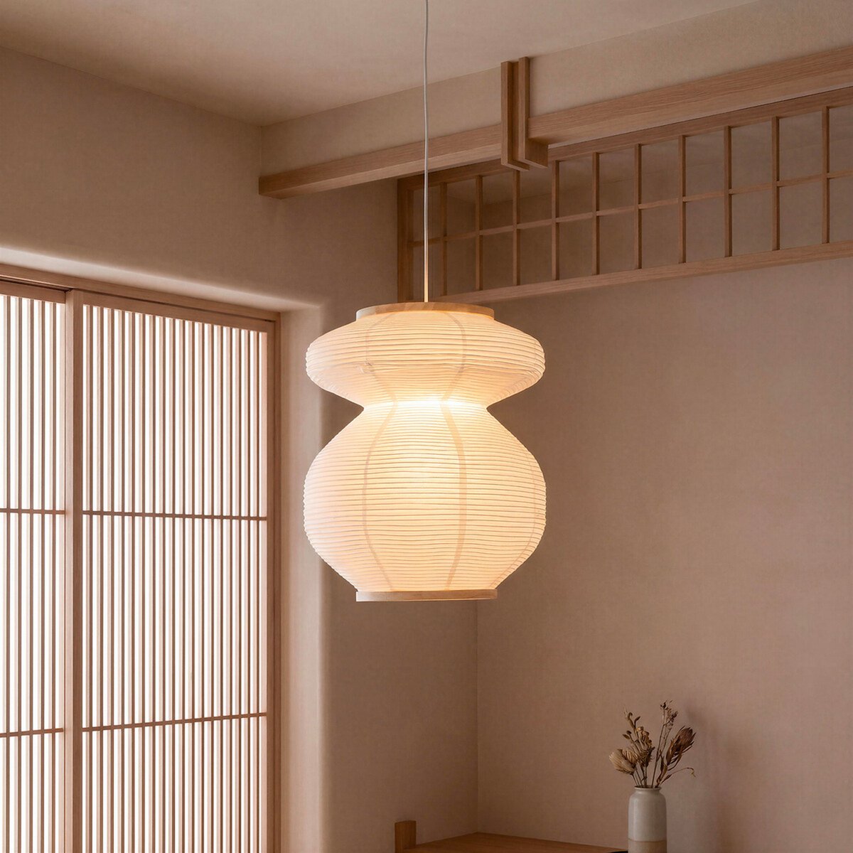 Suspension ronde en papier NIKA blanc, ATMOSPHERA