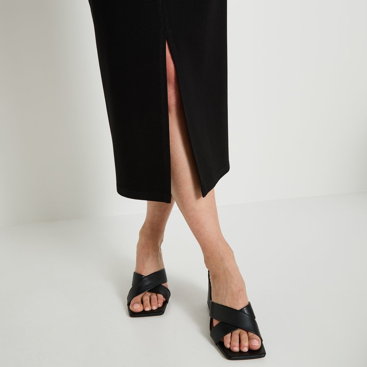 Jupe crayon longue fendue noir, GRAIN DE MALICE