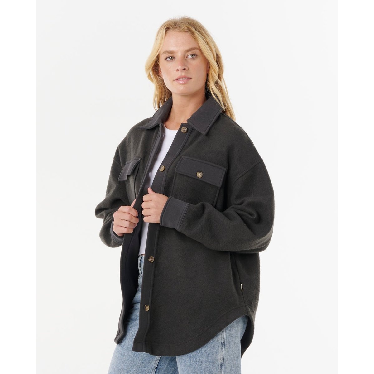 Veste High TIDE Fleece Shacket noir délavé, RIP CURL