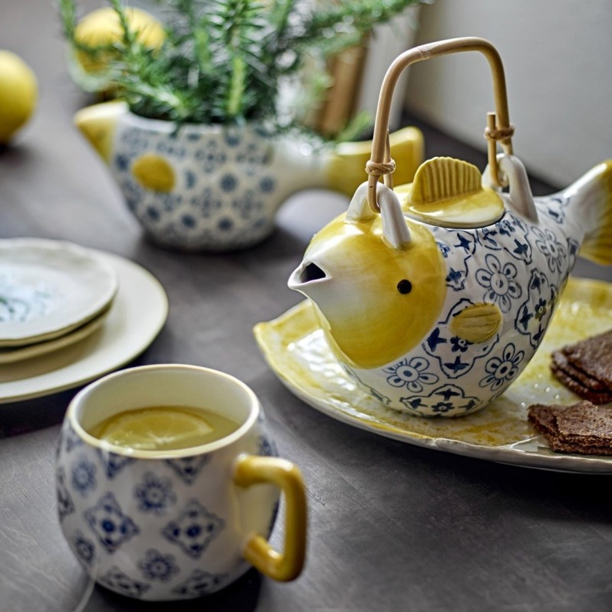 Mugs ronds grès Wrenna set de 4 multicolore, BLOOMINGVILLE