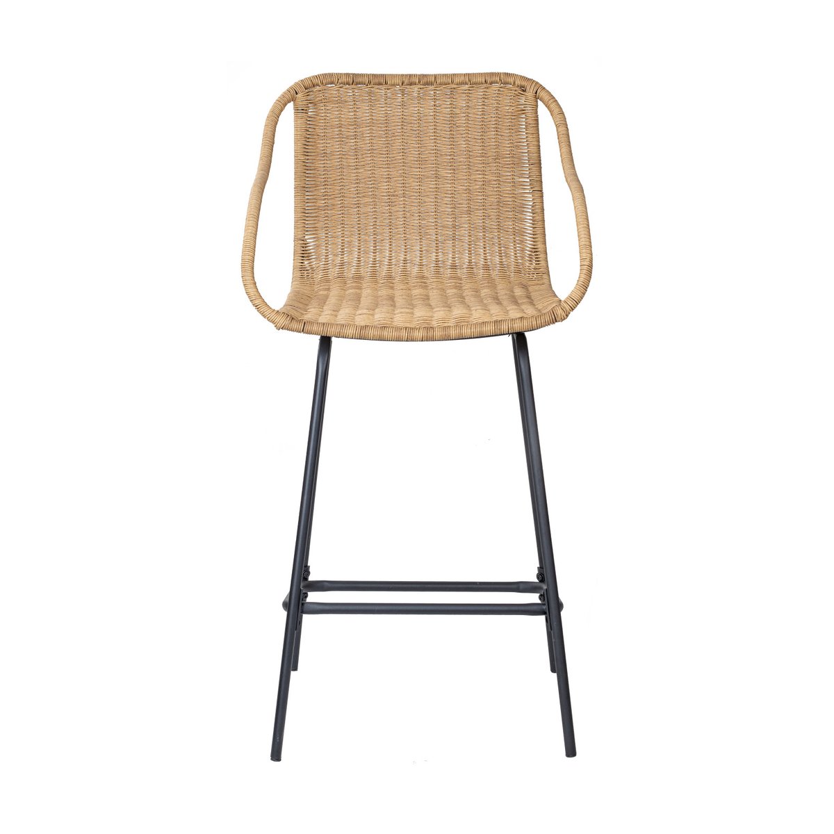 Lot de chaises d'ilot et bar en métal et assise en rotin 65cm MOOREA | Lot de 8 naturel, MOB IN