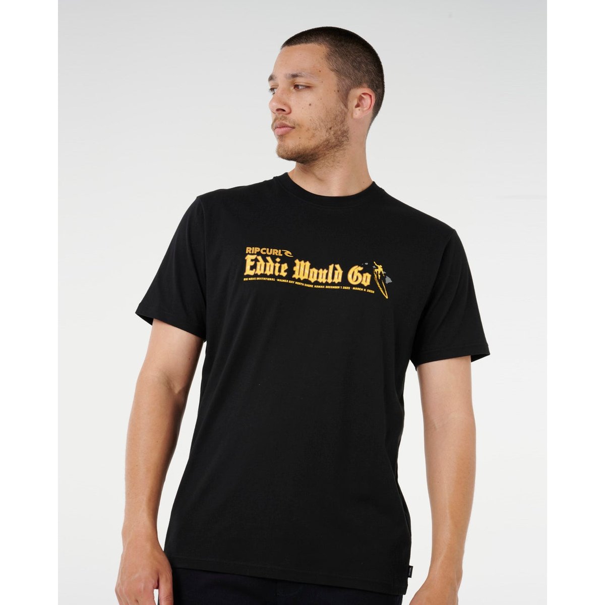 T-shirt Eddie Would Go Sticker noir, RIP CURL