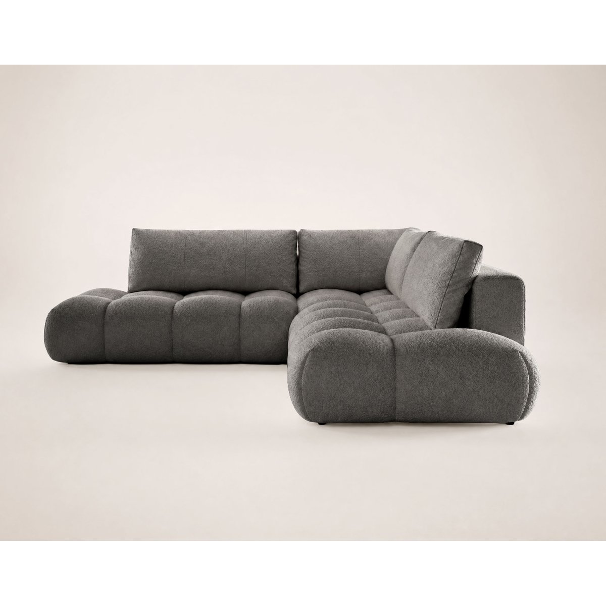 Canapé d'Angle Convertible en Tissu bouclette 5 places - YULIN gris, BEST MOBILIER
