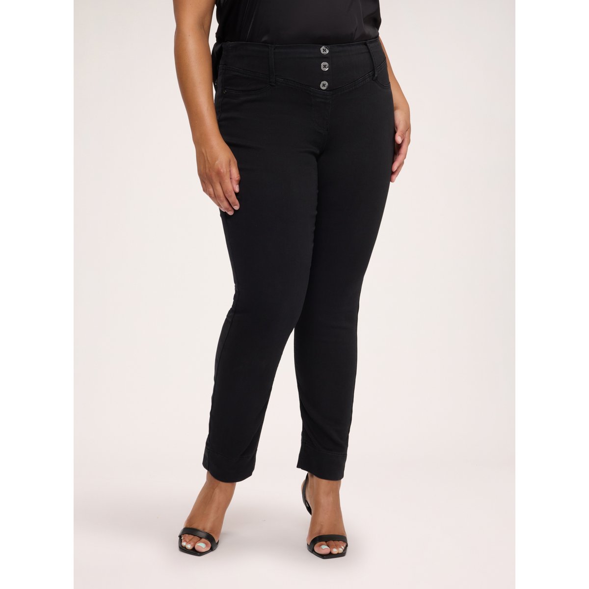 Jeggings noir avec trois boutons noir, FIORELLA RUBINO