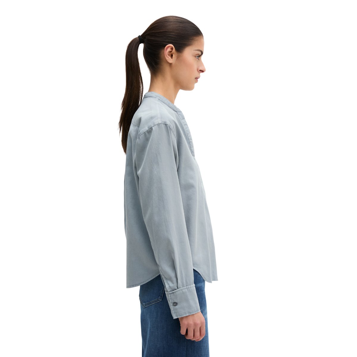 Blouse loose en satin de coton gris, MARC O'POLO